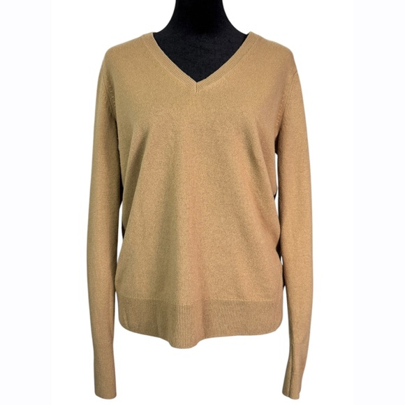 Everlane Women’s Cashmere Tan Brown V-Neck Long Sleeve Sweater Size Small - Picture 1 of 7